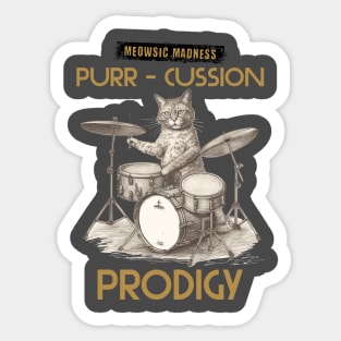 cat drummer Sticker